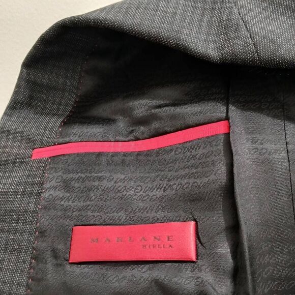 Hugo boss mens 38R Marlene biella houndstooth gray Virgin wool blazer red label - Picture 9 of 9